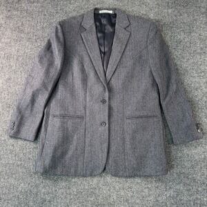 VTG World Class Mens 48R‎ Gray Herringbone Wool Blend Blazer Sport Coat 2 Button